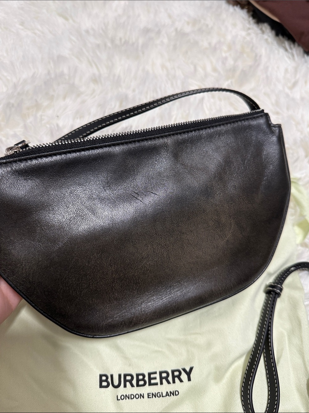 Burberry Black Leather Saddle Crossbody with White Stitching - Picture 4 of 9